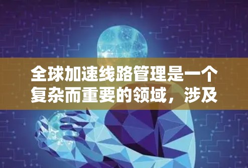 全球加速线路管理是一个复杂而重要的领域,涉及技术、政策、法规、应用和国际合作等多个方面。以下是对这一领域的总结和展望 全球加速线路管理是一个复杂而重要的领域,涉及技术、政策、法规、应用和国际合作等多个方面。以下是对这一领域的总结和展望