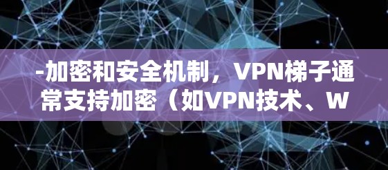 -加密和安全机制，VPN梯子通常支持加密（如VPN技术、WPA3、WEP等）和加密解密功能，确保数据传输的安全性